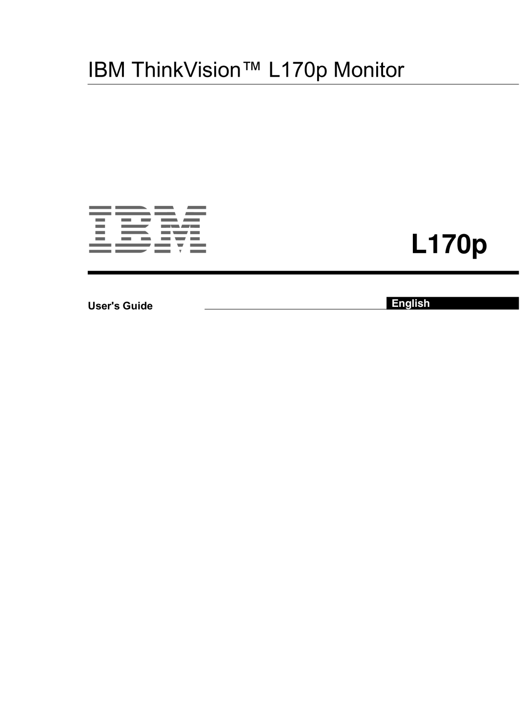 IBM manual IBM ThinkVision L170p Monitor 