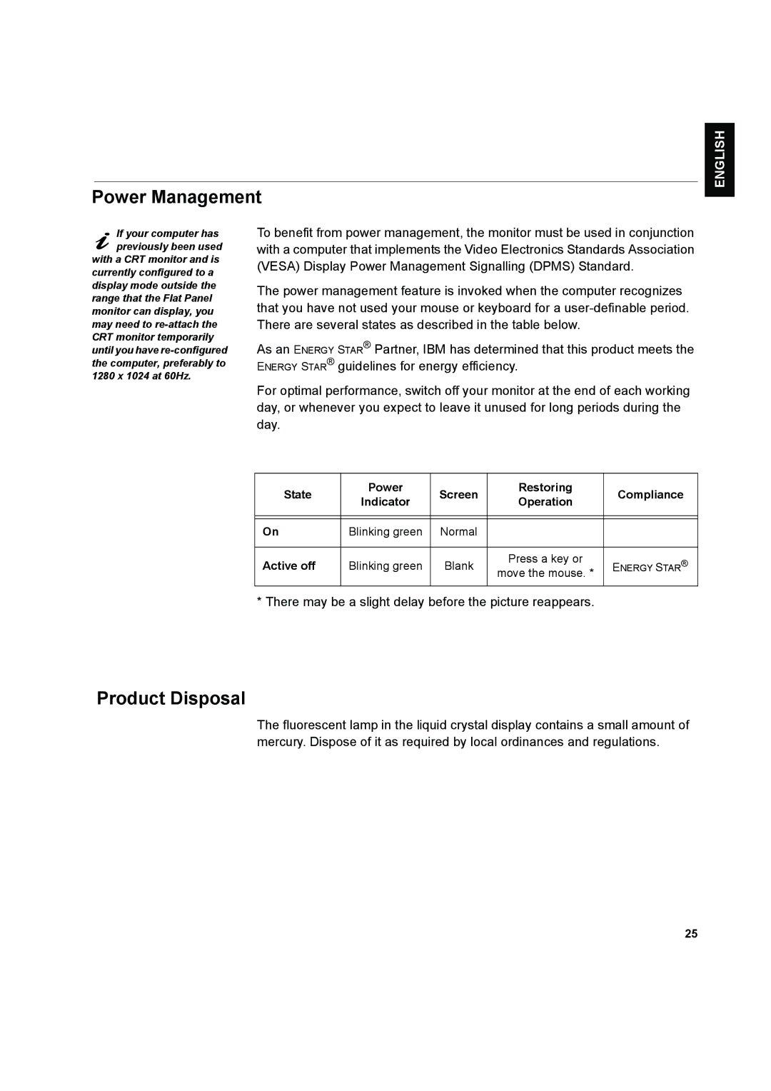 IBM L170p manual Power Management, Product Disposal 