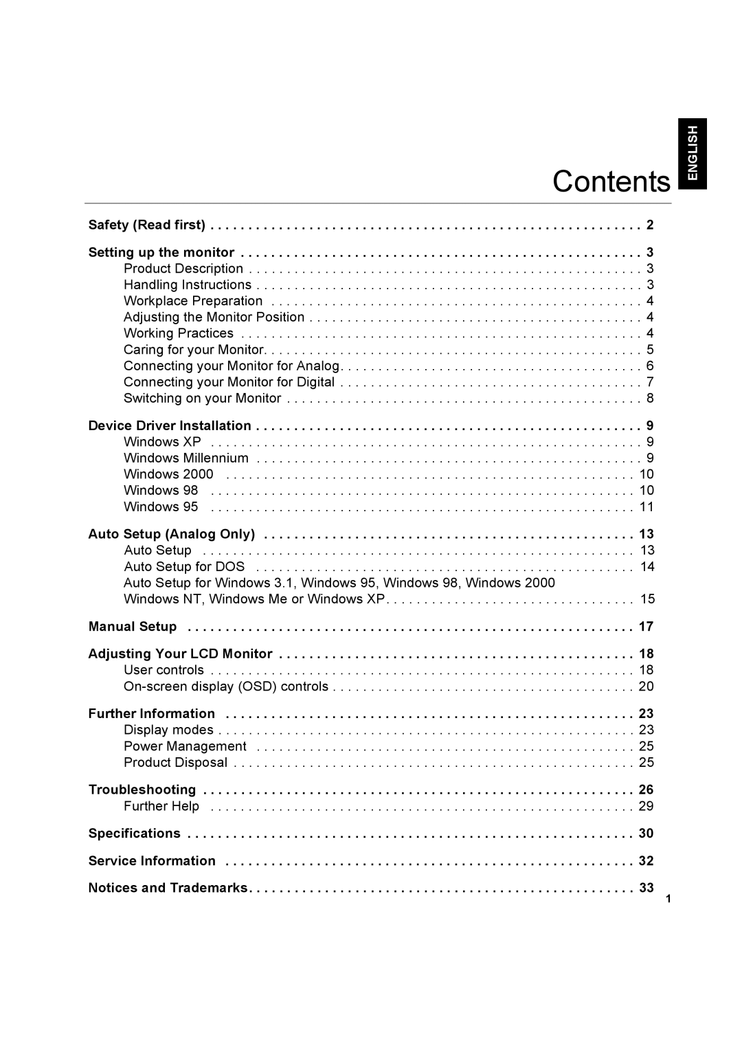 IBM L170p manual Contents 