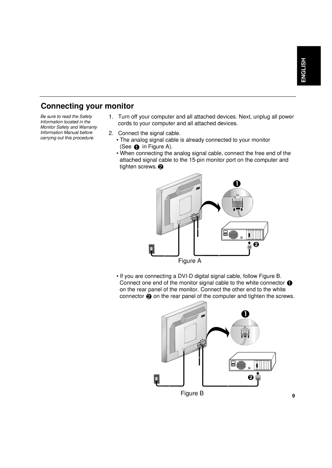 IBM L180p manual Connecting your monitor, Figure a 