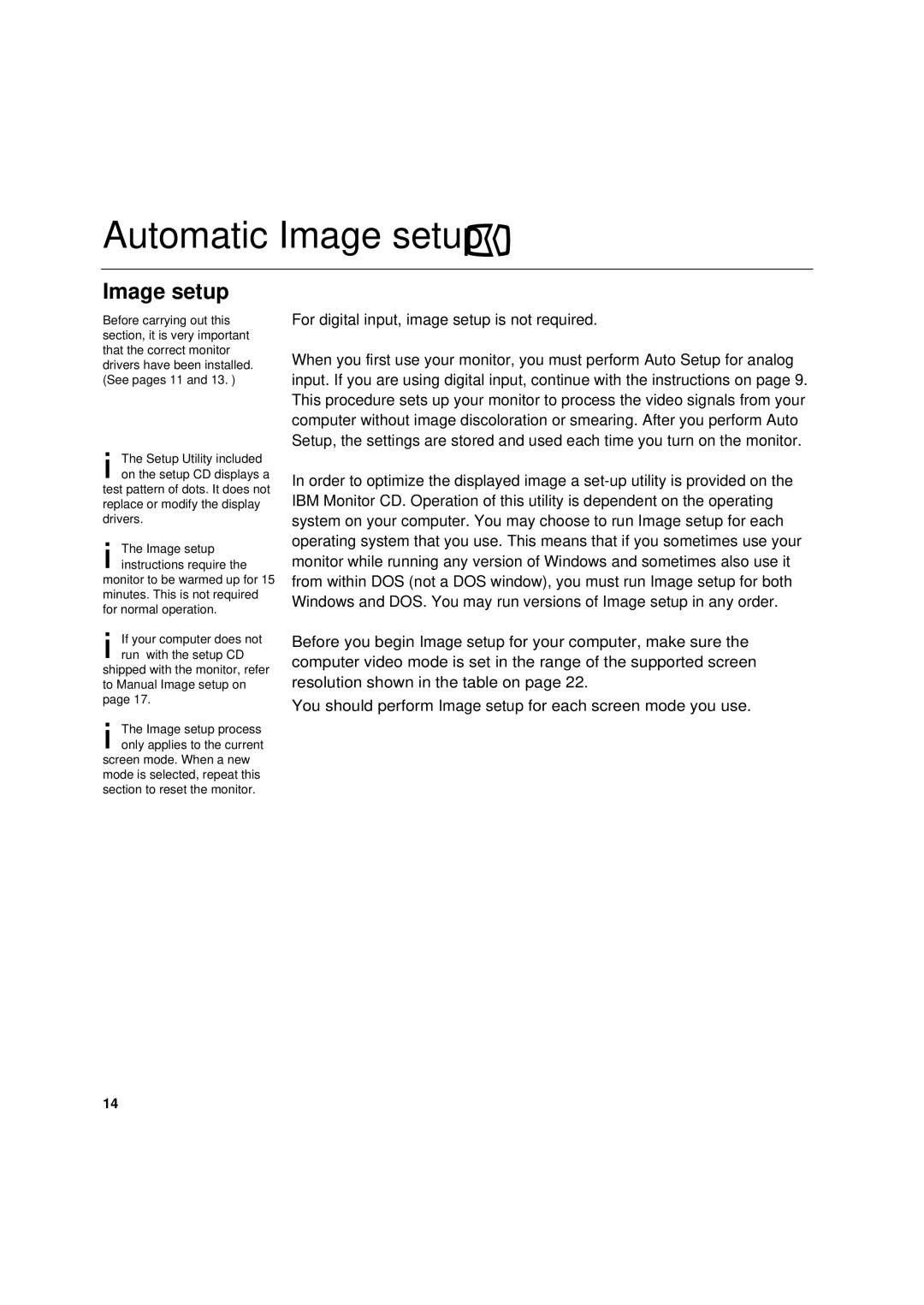 IBM L180p manual Automatic Image setup 