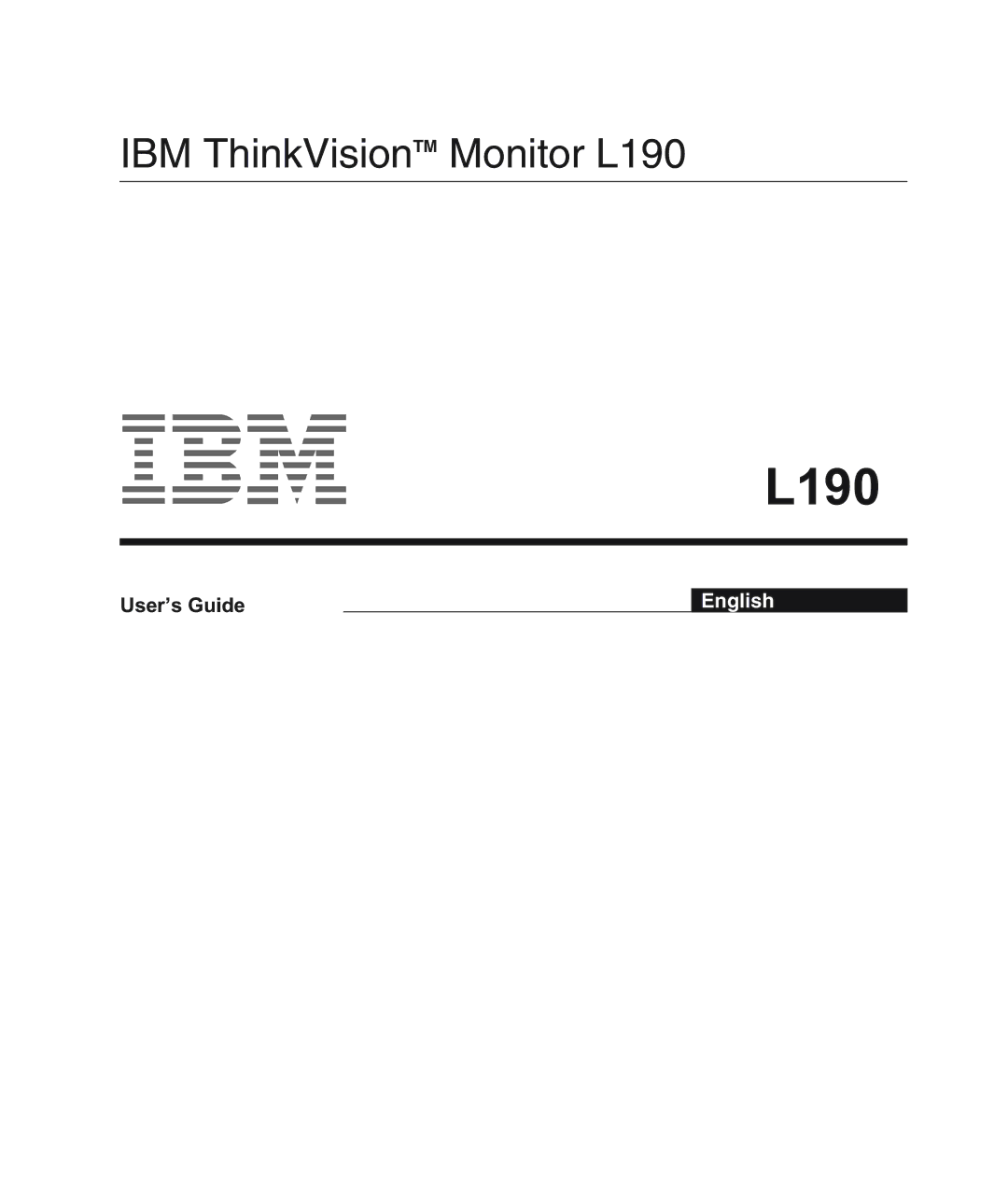 IBM L190 manual 