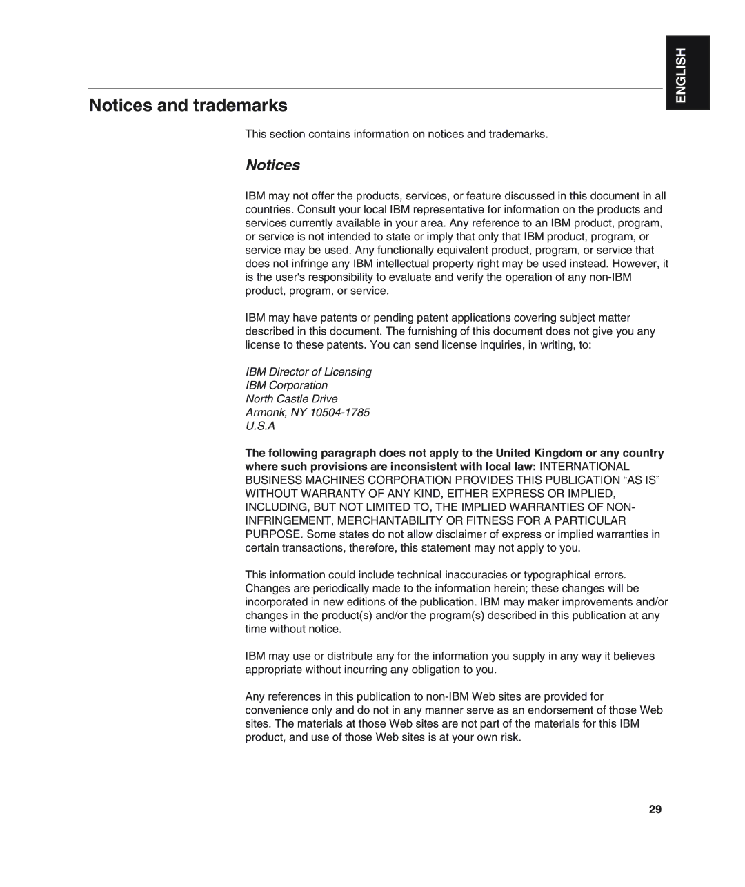 IBM L190 manual This section contains information on notices and trademarks 