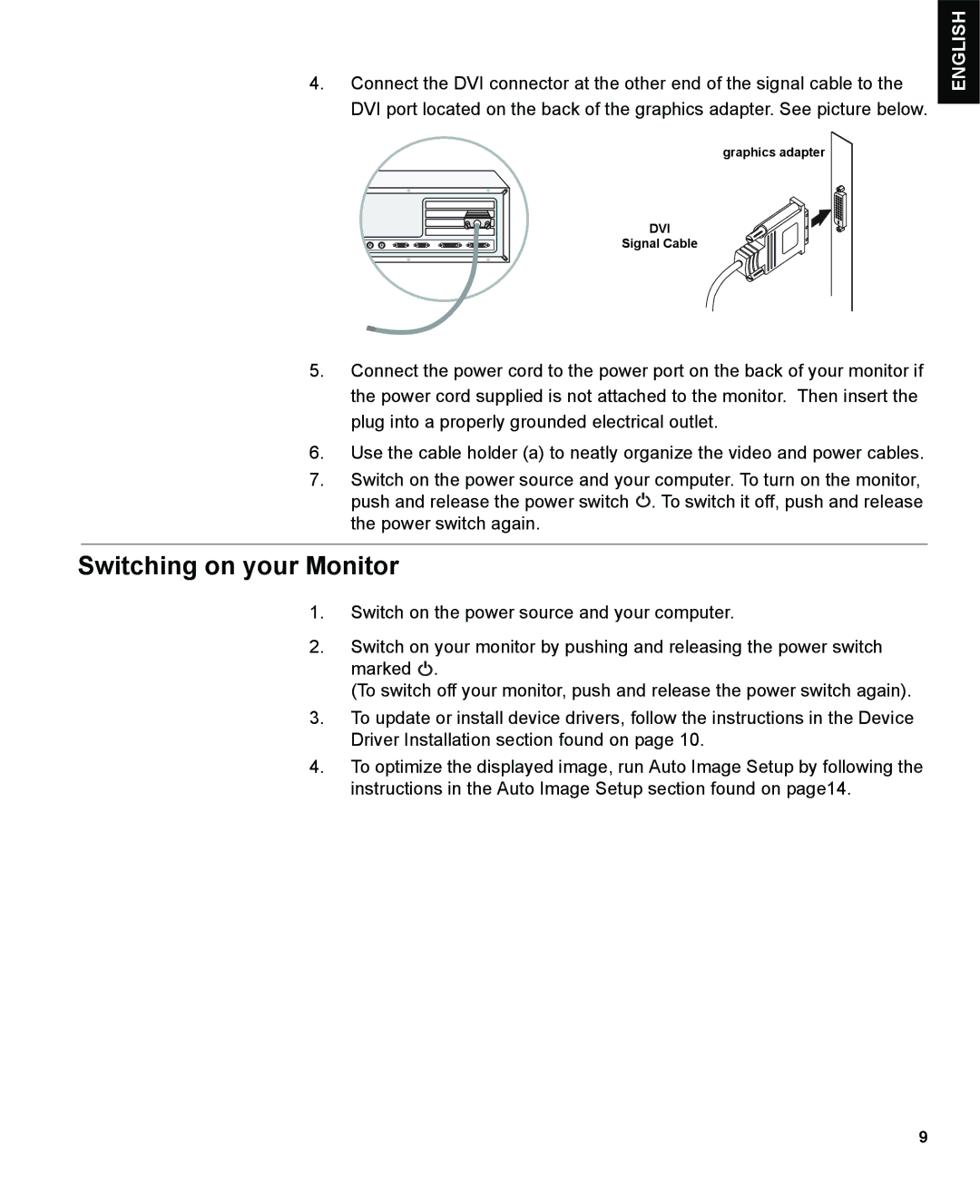 IBM L190P manual Switching on your Monitor 