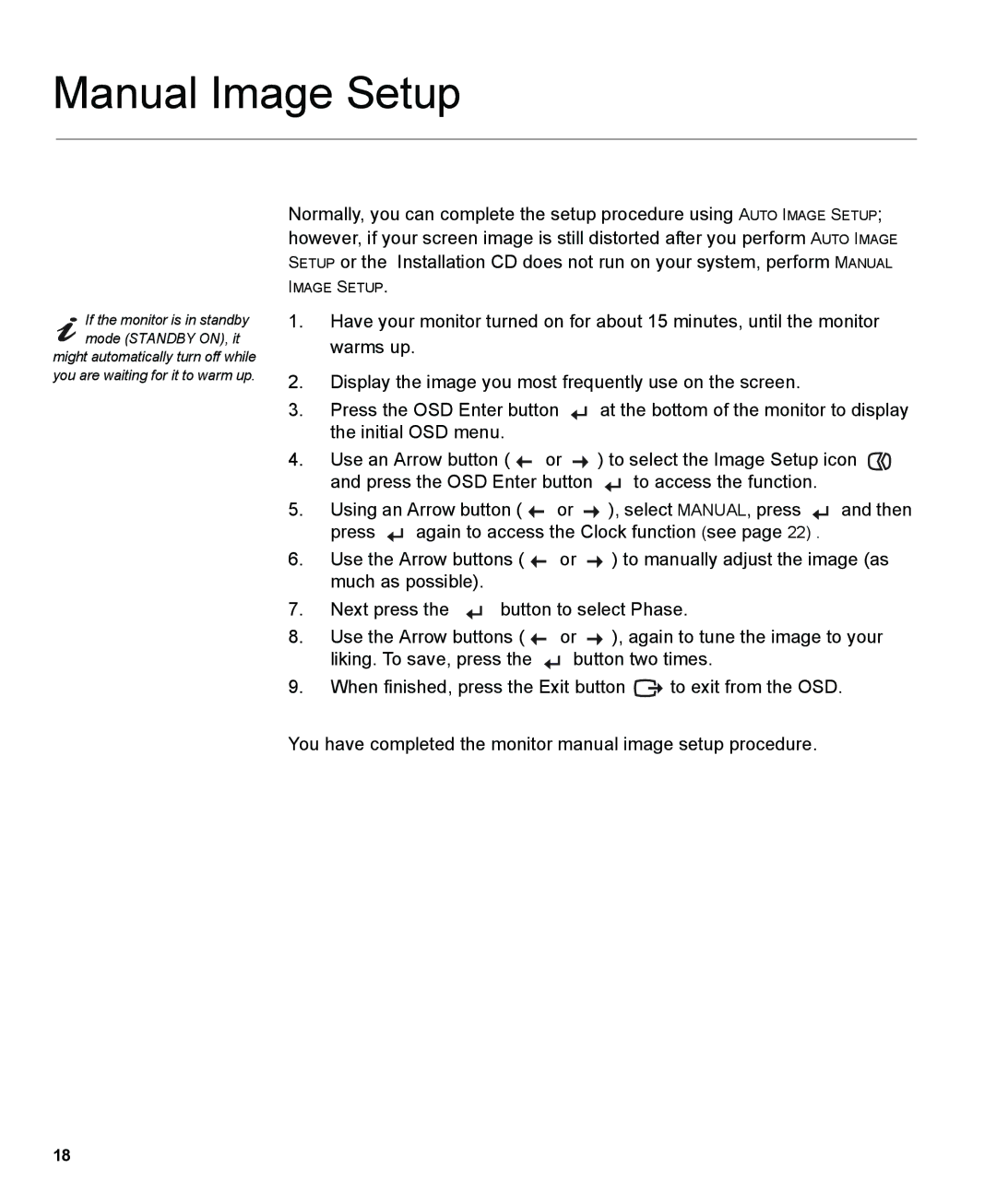 IBM L190P manual Manual Image Setup 