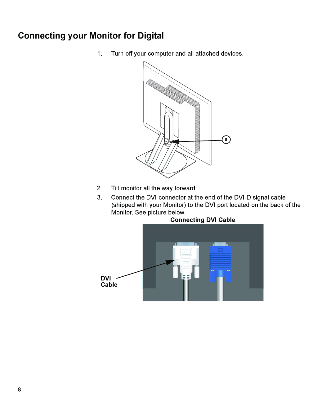 IBM L191p manual Connecting your Monitor for Digital, Dvi 