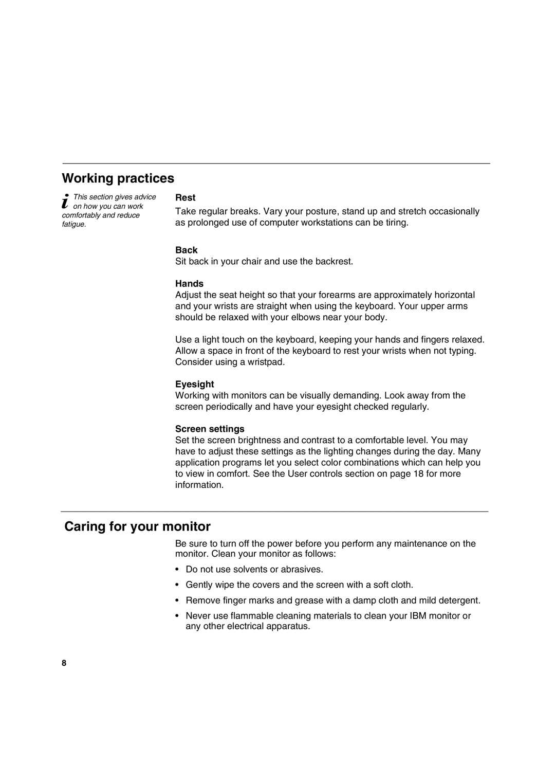 IBM L200p manual Caring for your monitor 