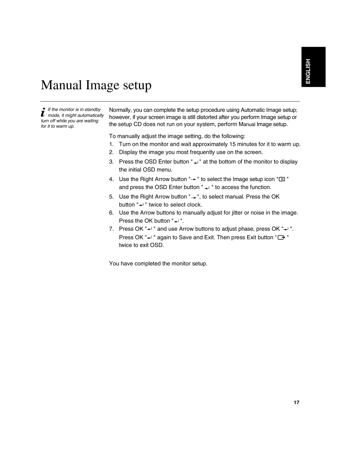 IBM L200p manual Manual Image setup 