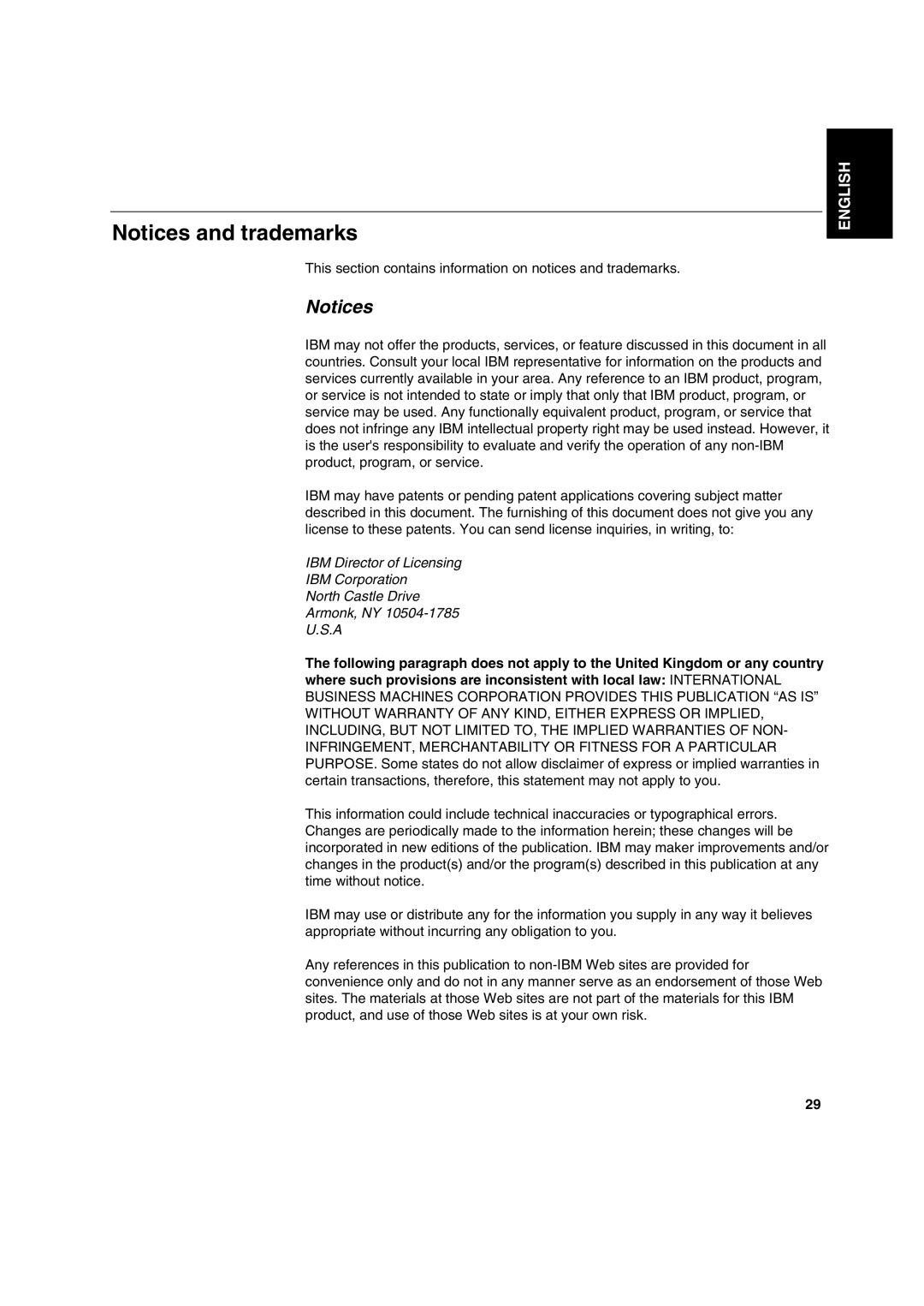 IBM L200p manual This section contains information on notices and trademarks 