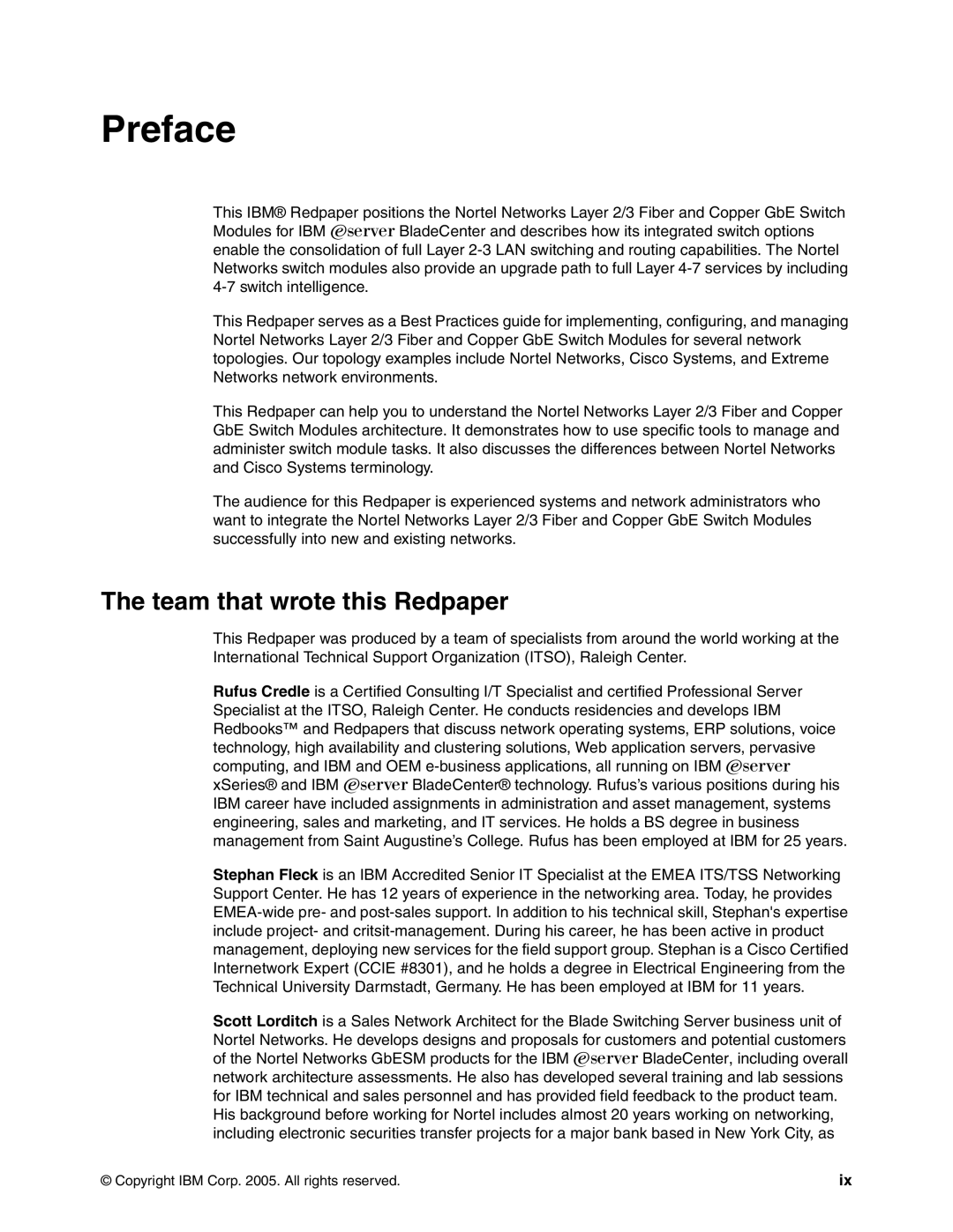 IBM L2/3 manual Preface, Team that wrote this Redpaper 