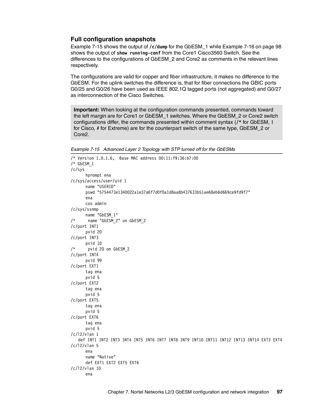 IBM L2/3 manual Full configuration snapshots 