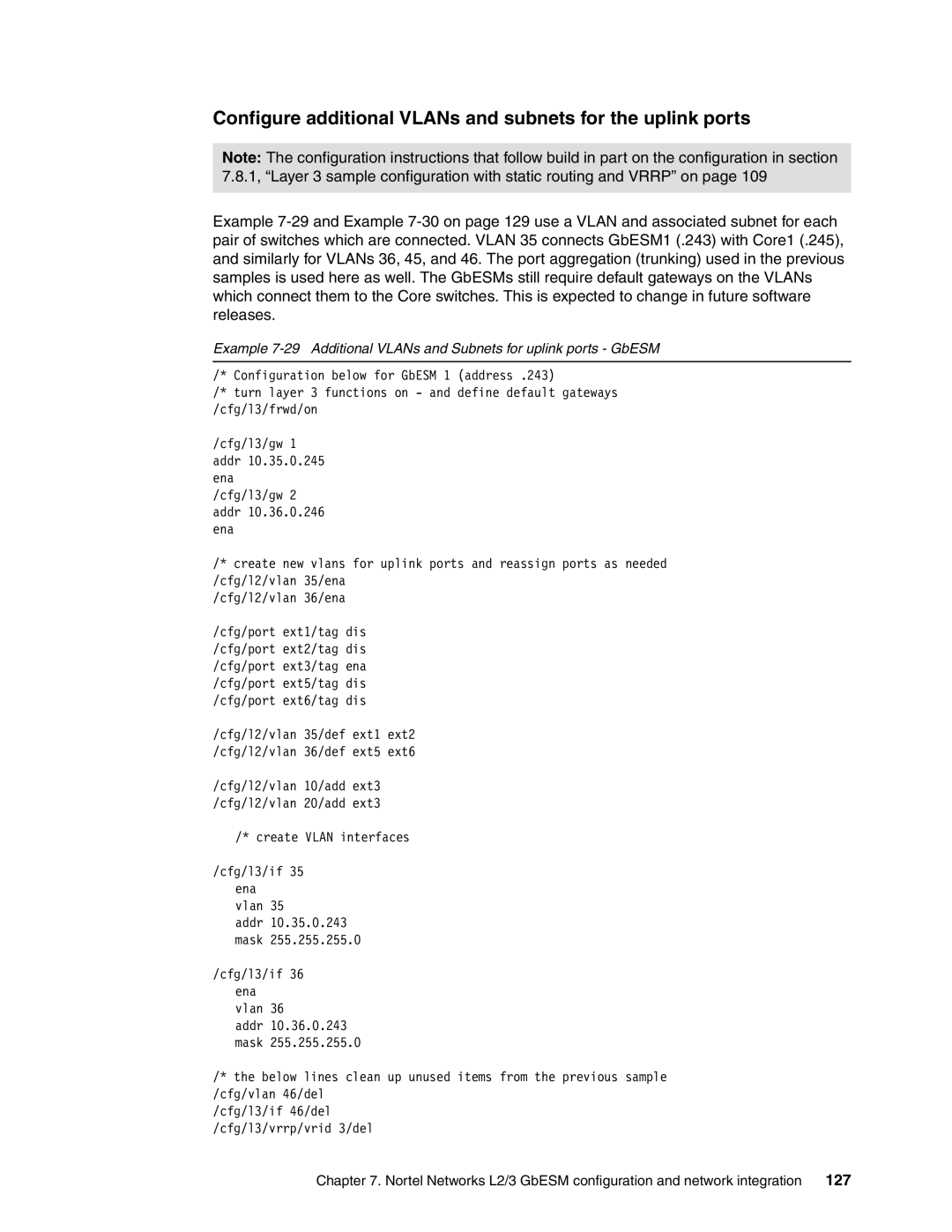 IBM L2/3 manual Configure additional VLANs and subnets for the uplink ports 