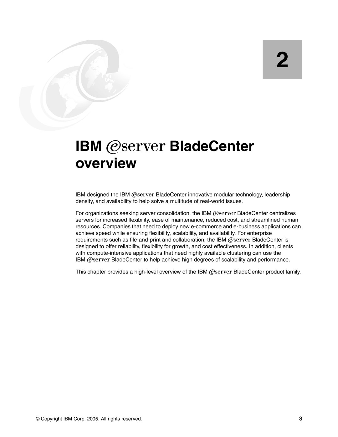 IBM L2/3 manual IBM Eserver BladeCenter overview 