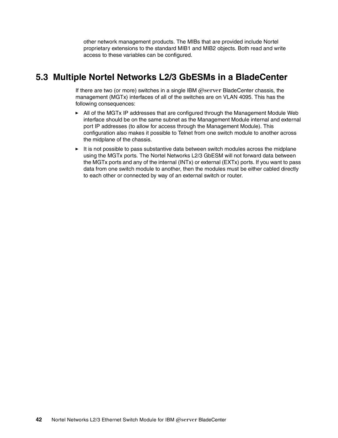 IBM manual Multiple Nortel Networks L2/3 GbESMs in a BladeCenter 