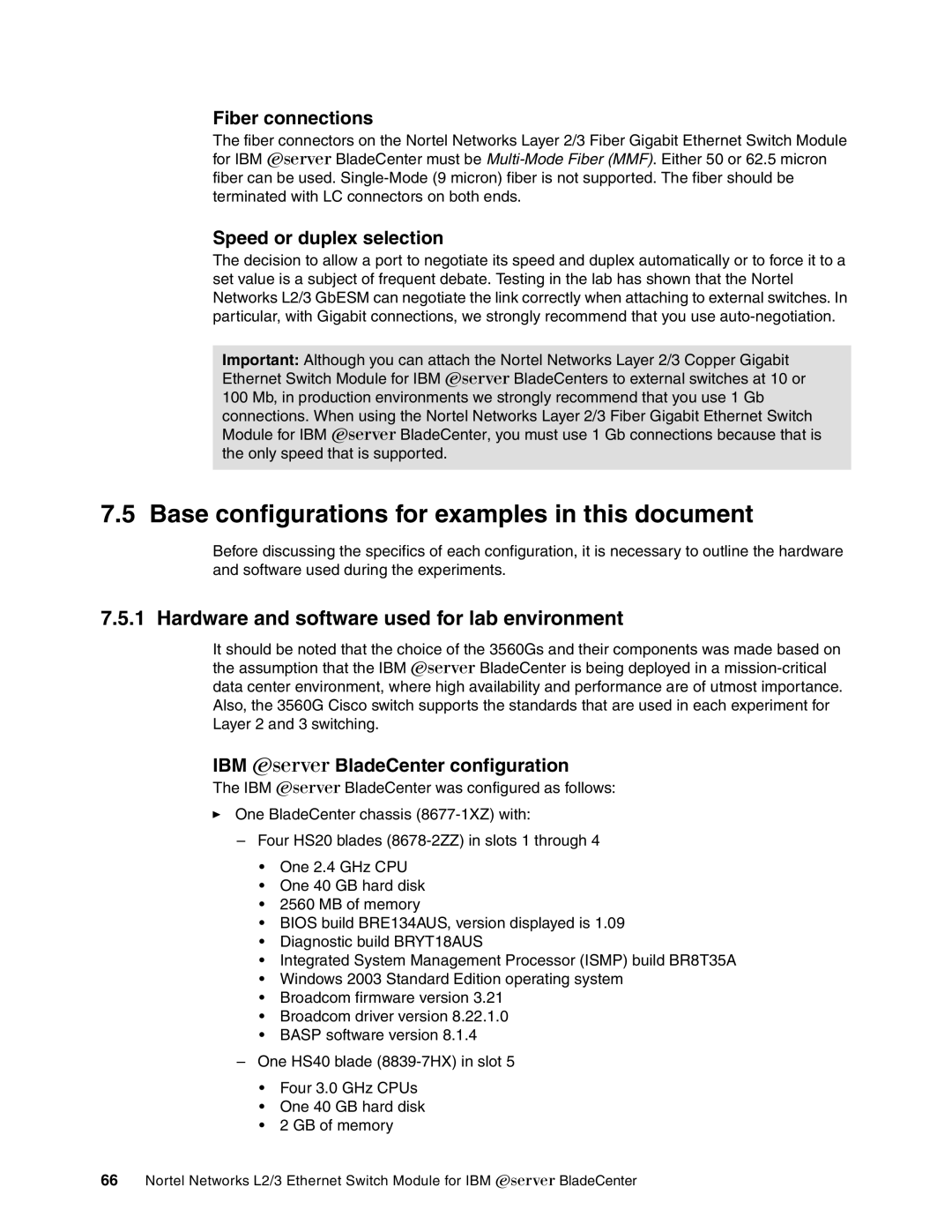 IBM L2/3 manual Base configurations for examples in this document, Hardware and software used for lab environment 