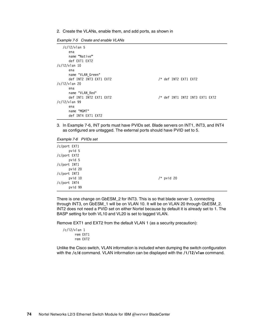 IBM L2/3 manual Example 7-6 PVIDs set 