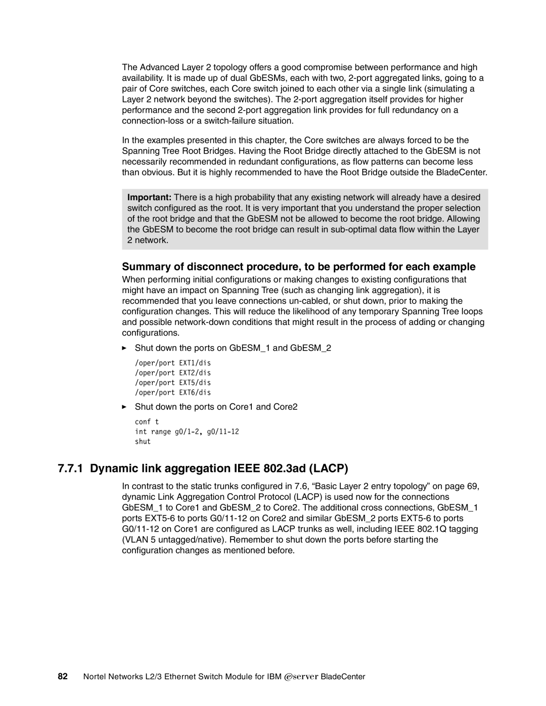 IBM L2/3 manual Dynamic link aggregation Ieee 802.3ad Lacp 