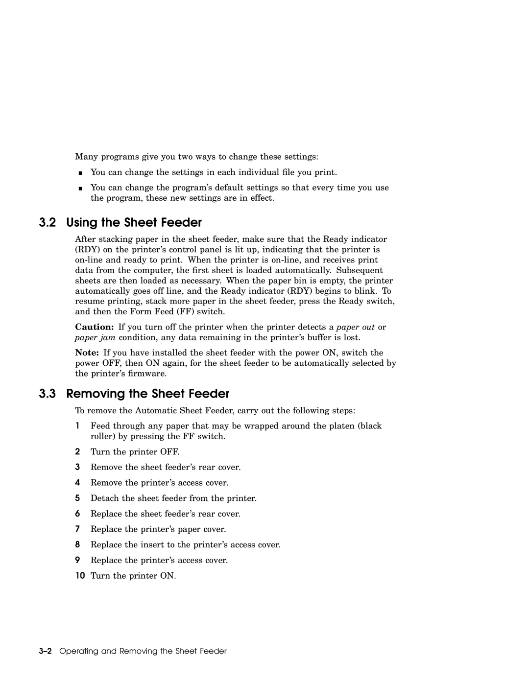 IBM LA75P manual Using the Sheet Feeder, Removing the Sheet Feeder 