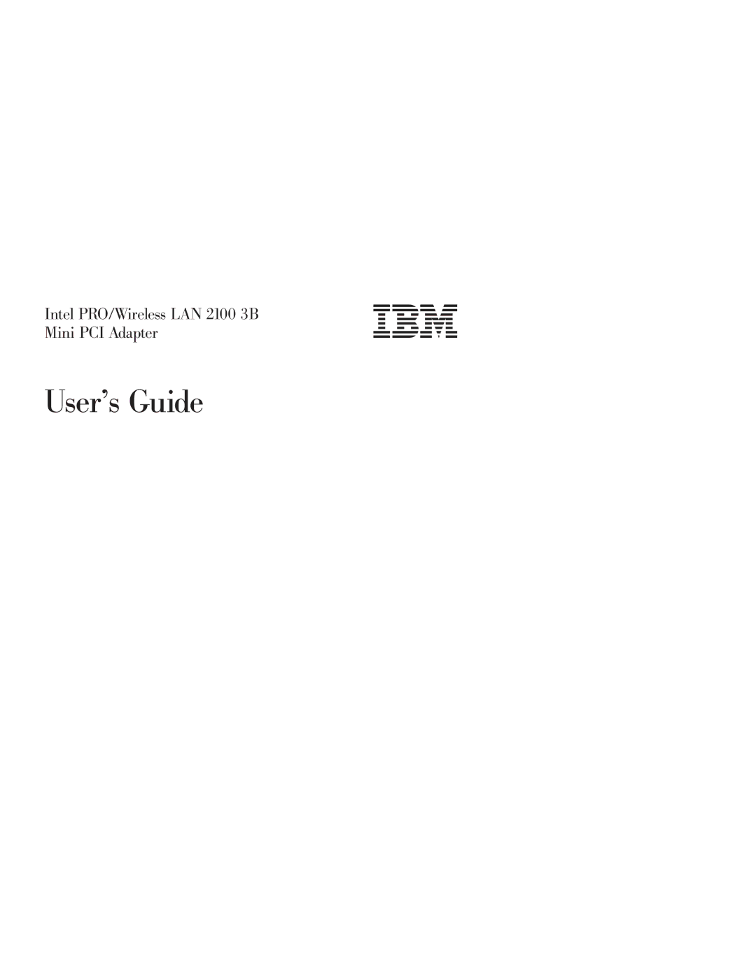 IBM LAN 2100 3B manual User’s Guide 