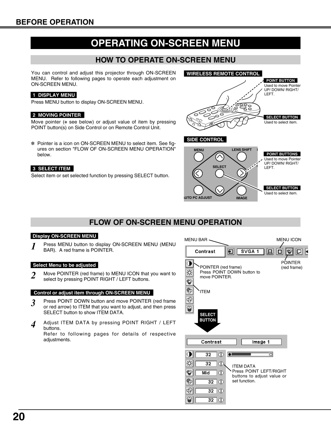 IBM LC-UXT3 manual Operating ON-SCREEN Menu, HOW to Operate ON-SCREEN Menu, Flow of ON-SCREEN Menu Operation 