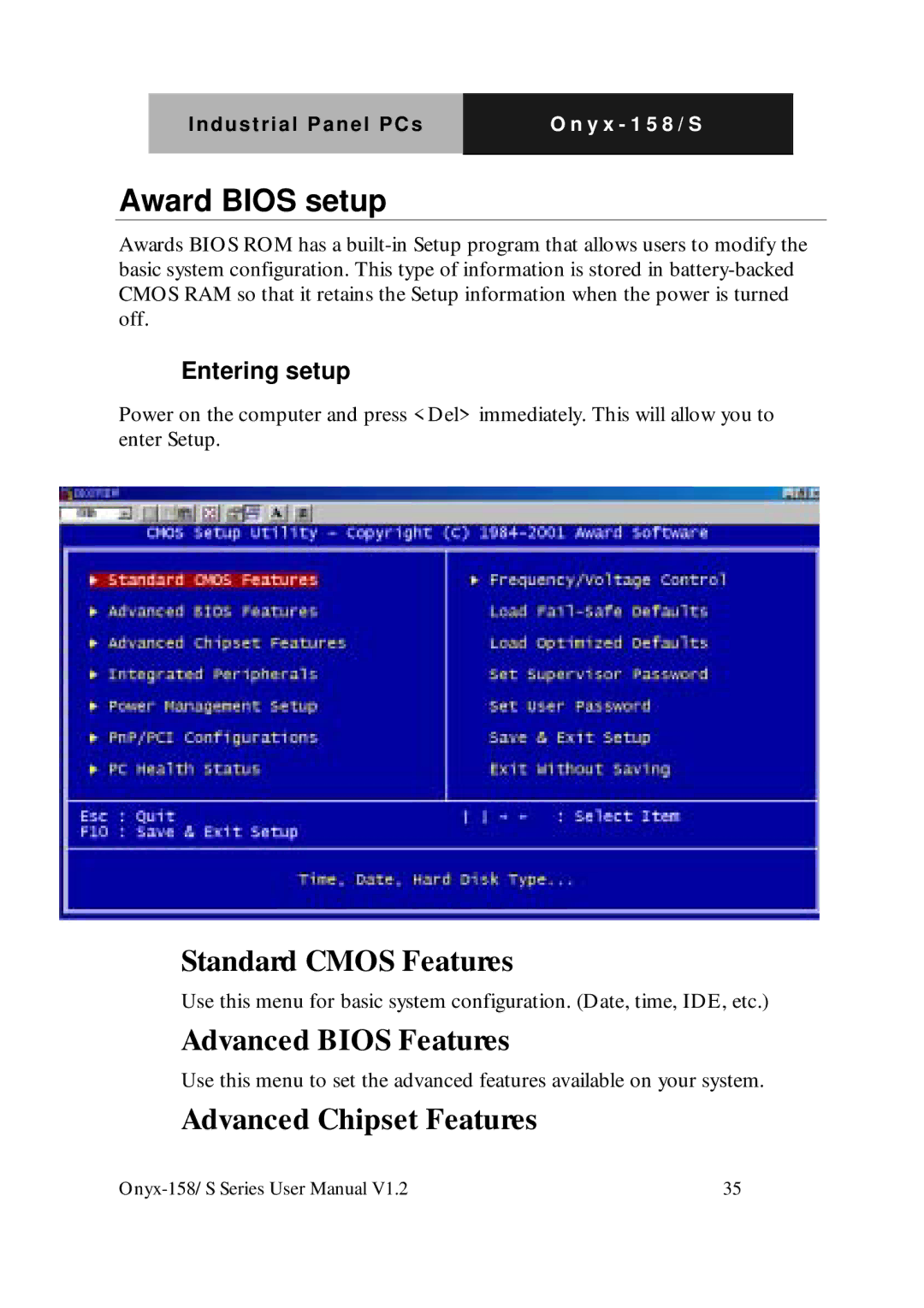 IBM LCD PC user manual Award Bios setup, Advanced Chipset Features 