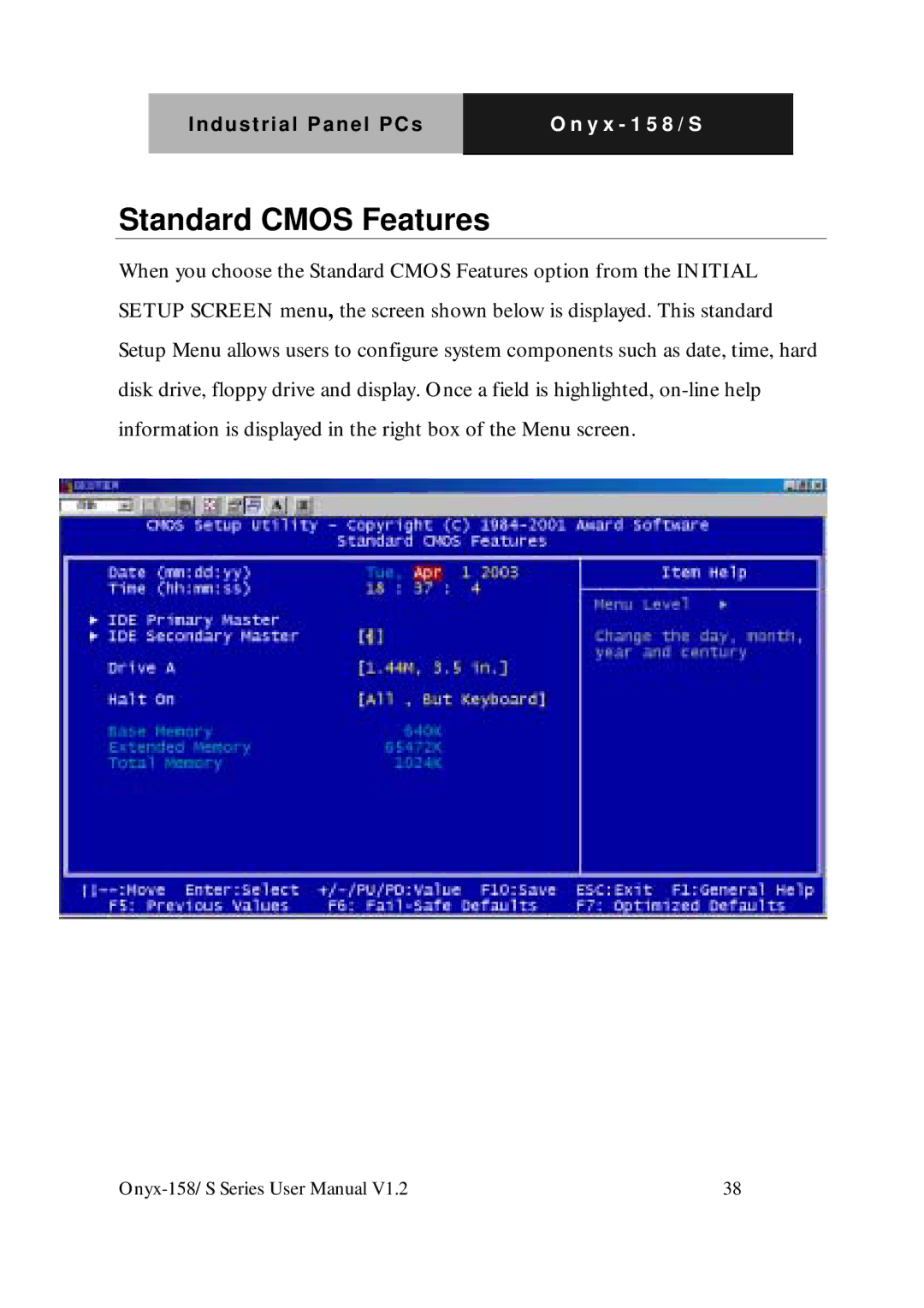 IBM LCD PC user manual Standard Cmos Features 