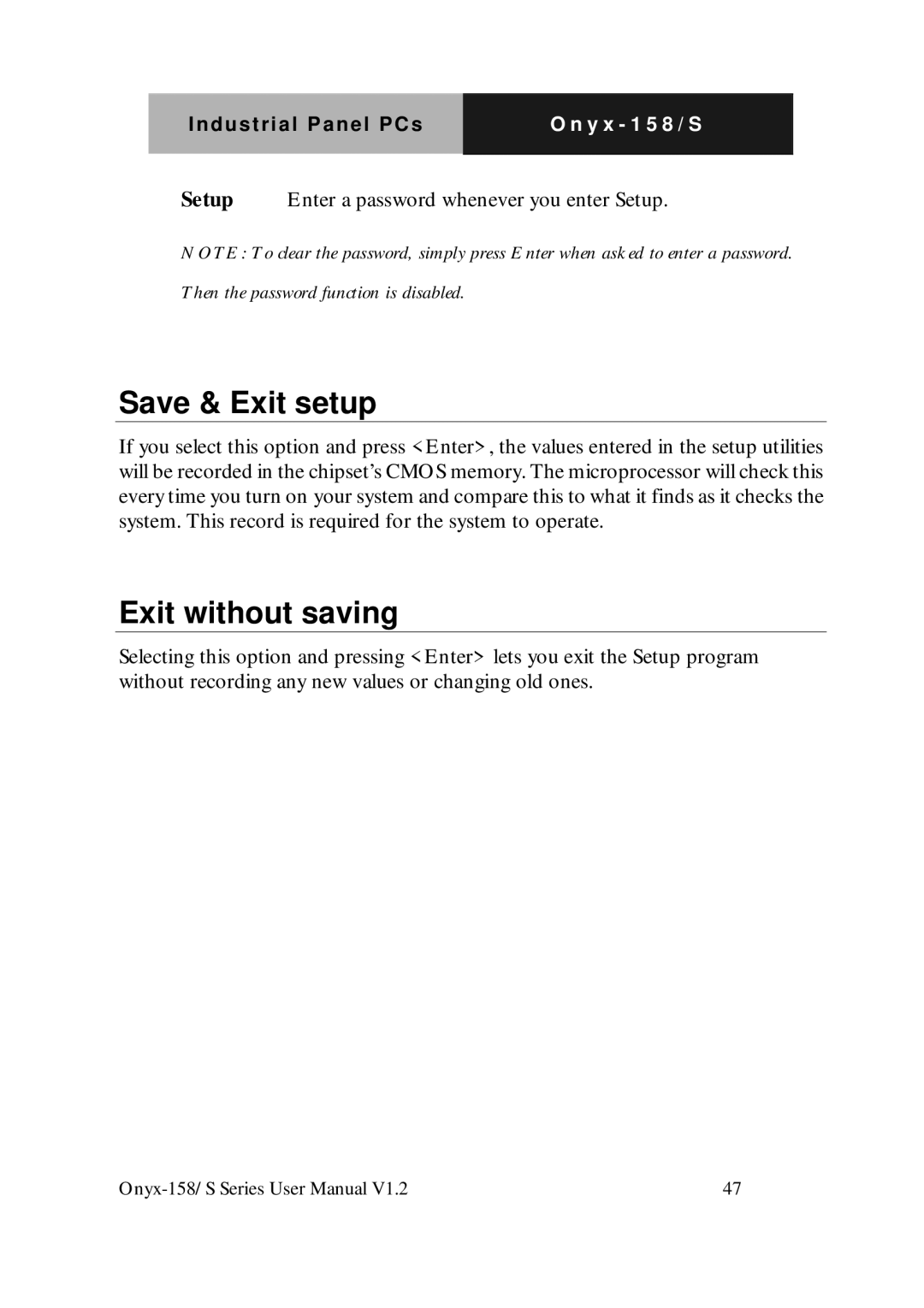 IBM LCD PC user manual Save & Exit setup, Exit without saving 