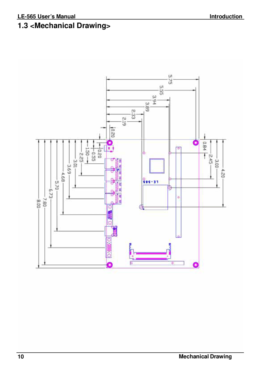 IBM LE-565 user manual Mechanical Drawing 