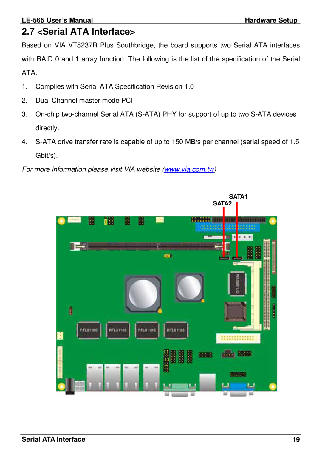 IBM LE-565 user manual Serial ATA Interface 