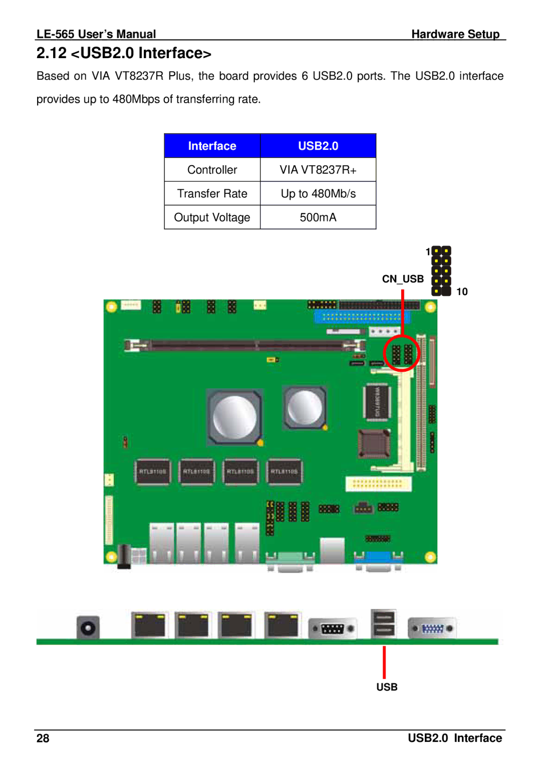 IBM LE-565 user manual 12 USB2.0 Interface, Interface USB2.0 