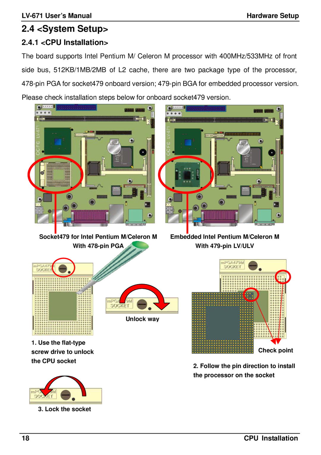 IBM LV-671 user manual System Setup, CPU Installation 