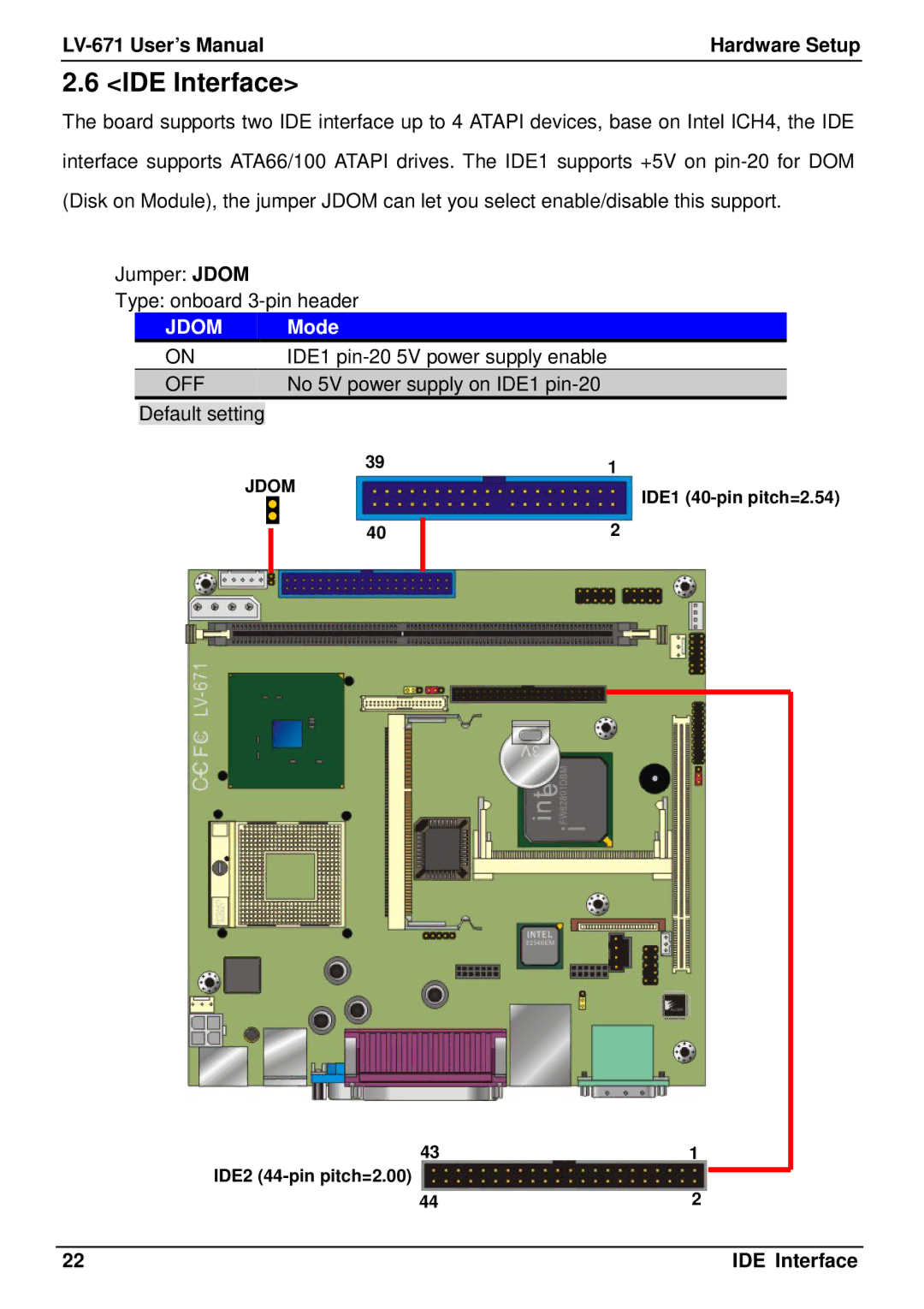 IBM LV-671 user manual IDE Interface, Jdom Mode 