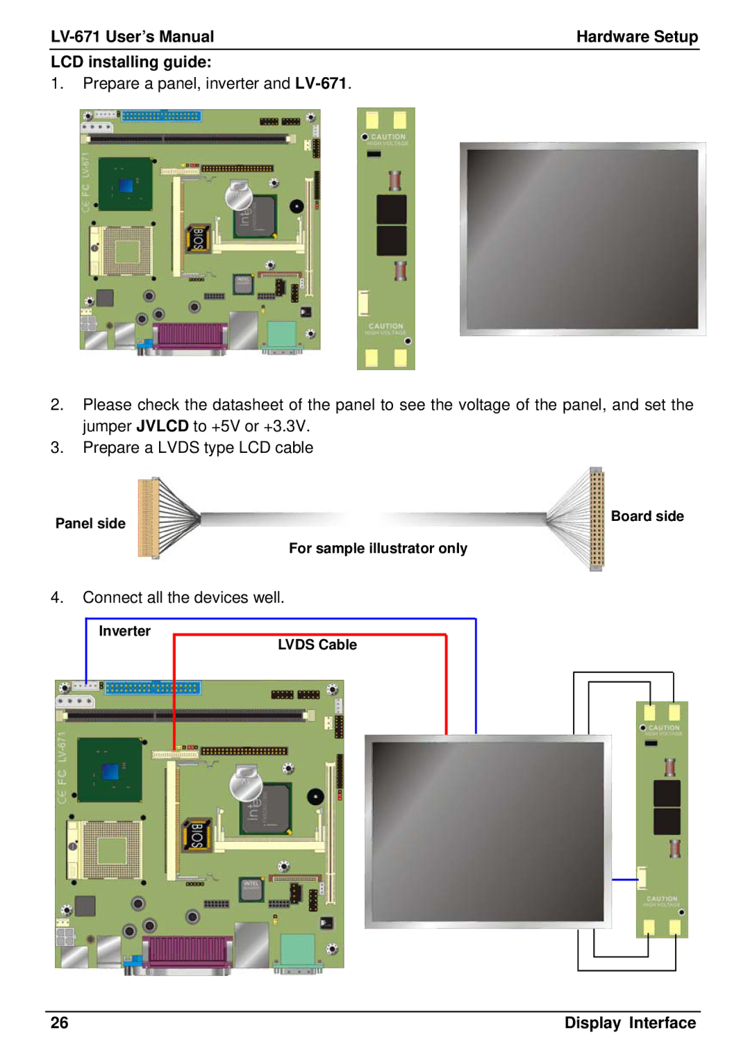 IBM user manual LV-671 User’s Manual Hardware Setup LCD installing guide 