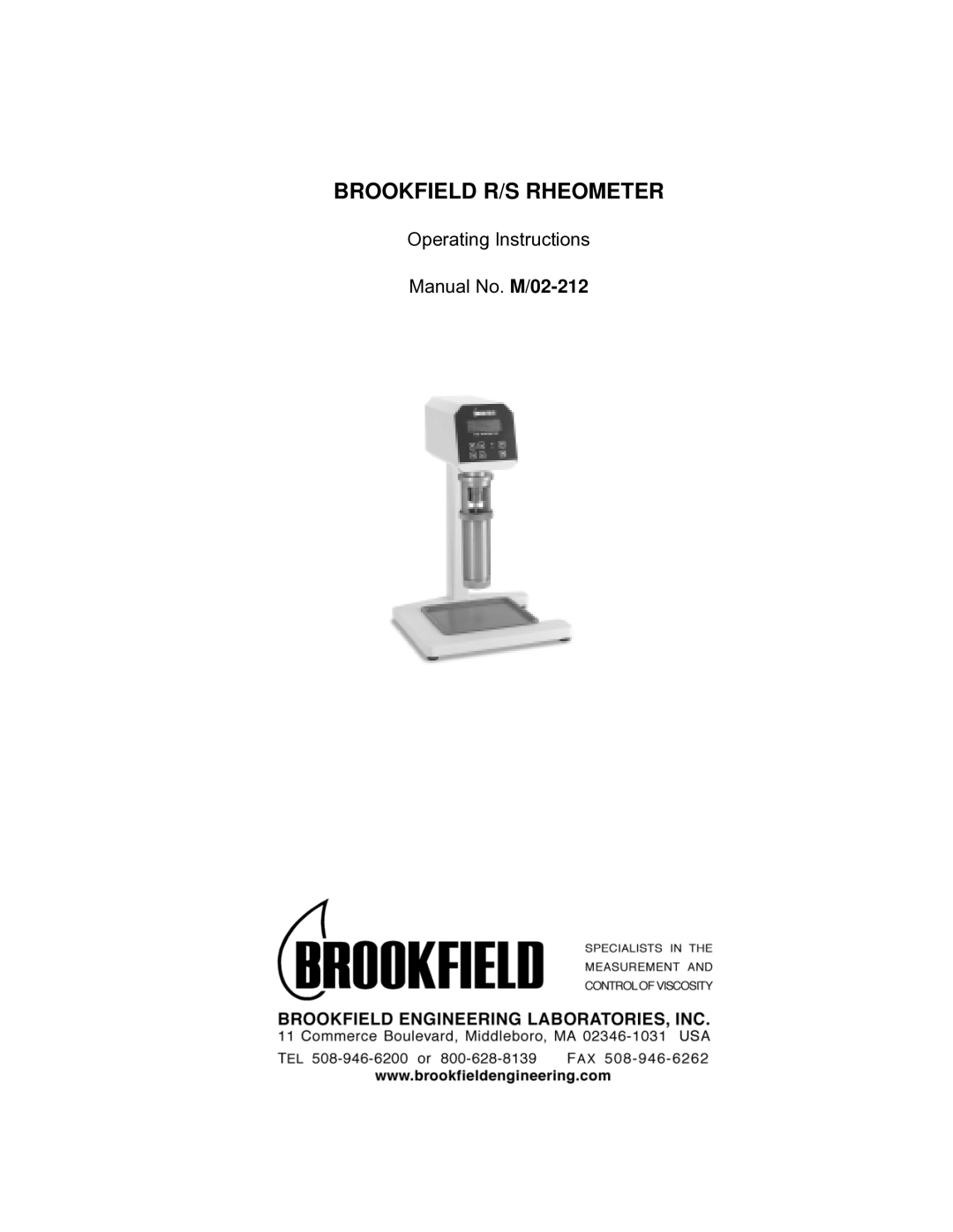 IBM M/02-212 operating instructions Brookfield R/S Rheometer 