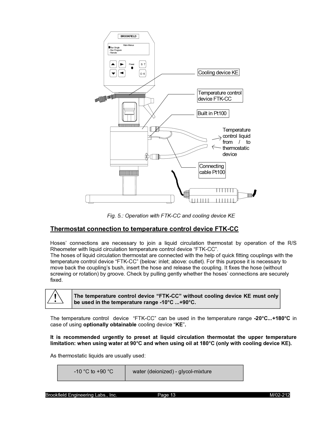 IBM M/02-212 operating instructions Thermostat connection to temperature control device FTK-CC 