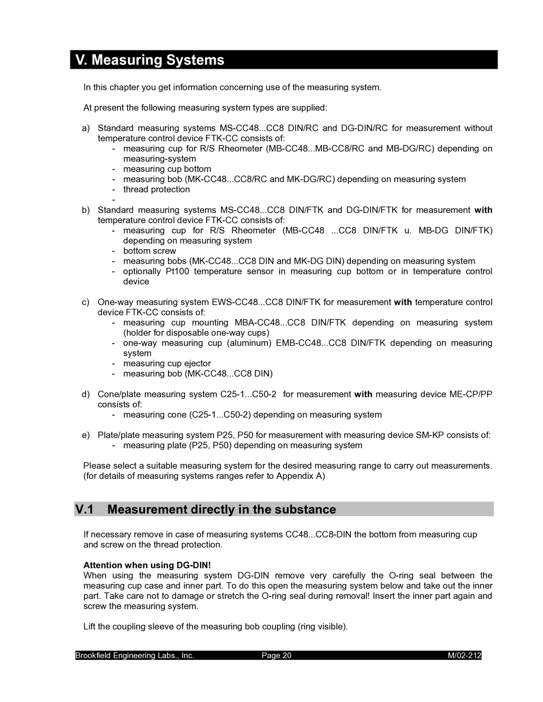 IBM M/02-212 operating instructions Measuring Systems, Measurement directly in the substance 