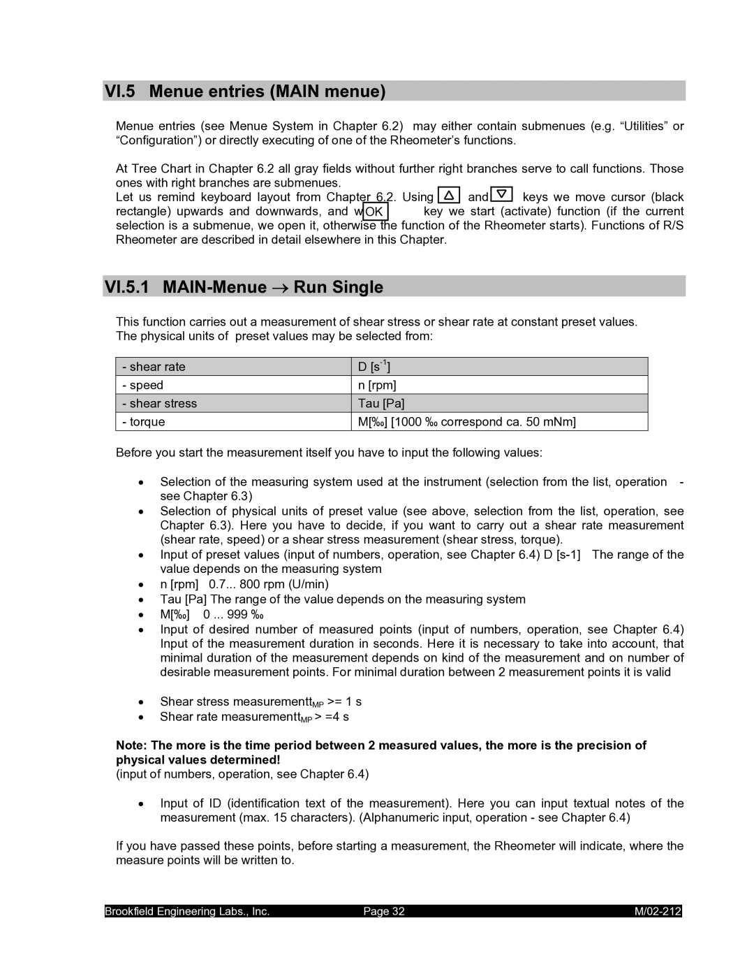 IBM M/02-212 operating instructions VI.5 Menue entries Main menue, VI.5.1 MAIN-Menue → Run Single 