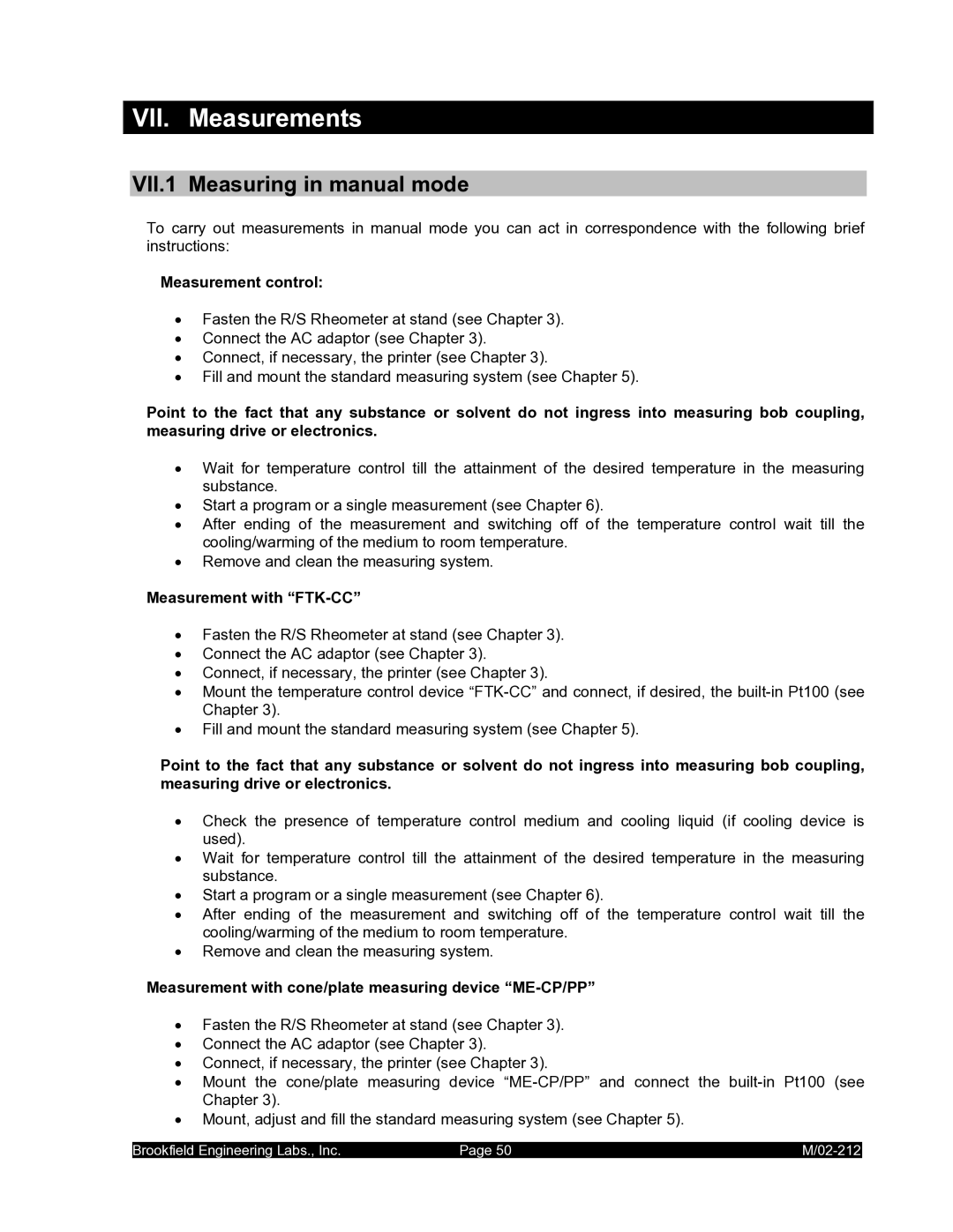 IBM M/02-212 VII. Measurements, VII.1 Measuring in manual mode, Measurement control, Measurement with FTK-CC 