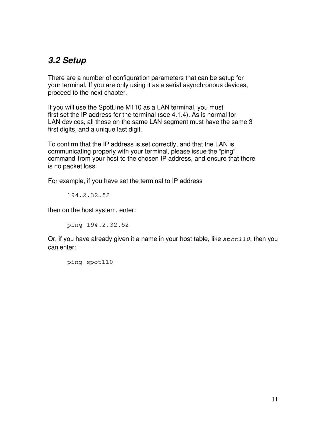 IBM M110 manual Setup, Ping 