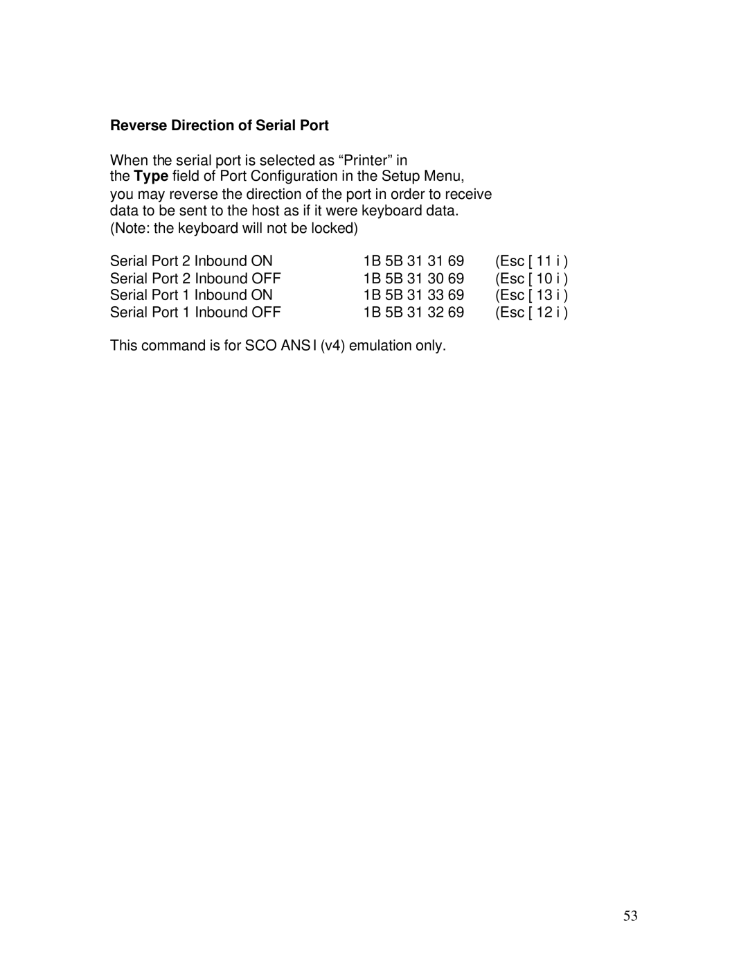 IBM M110 manual Reverse Direction of Serial Port 