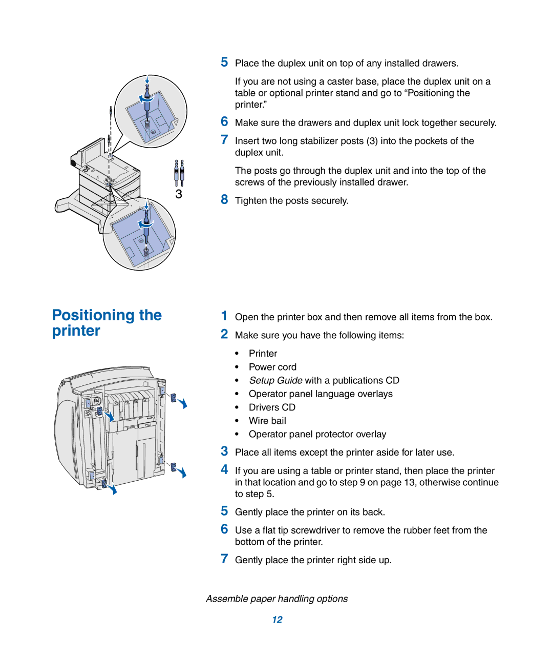 IBM M22 MFP manual Positioning the printer 