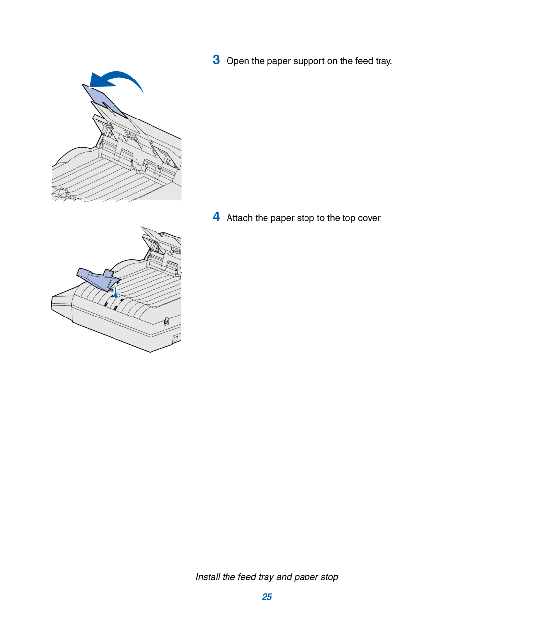 IBM M22 MFP manual Install the feed tray and paper stop 