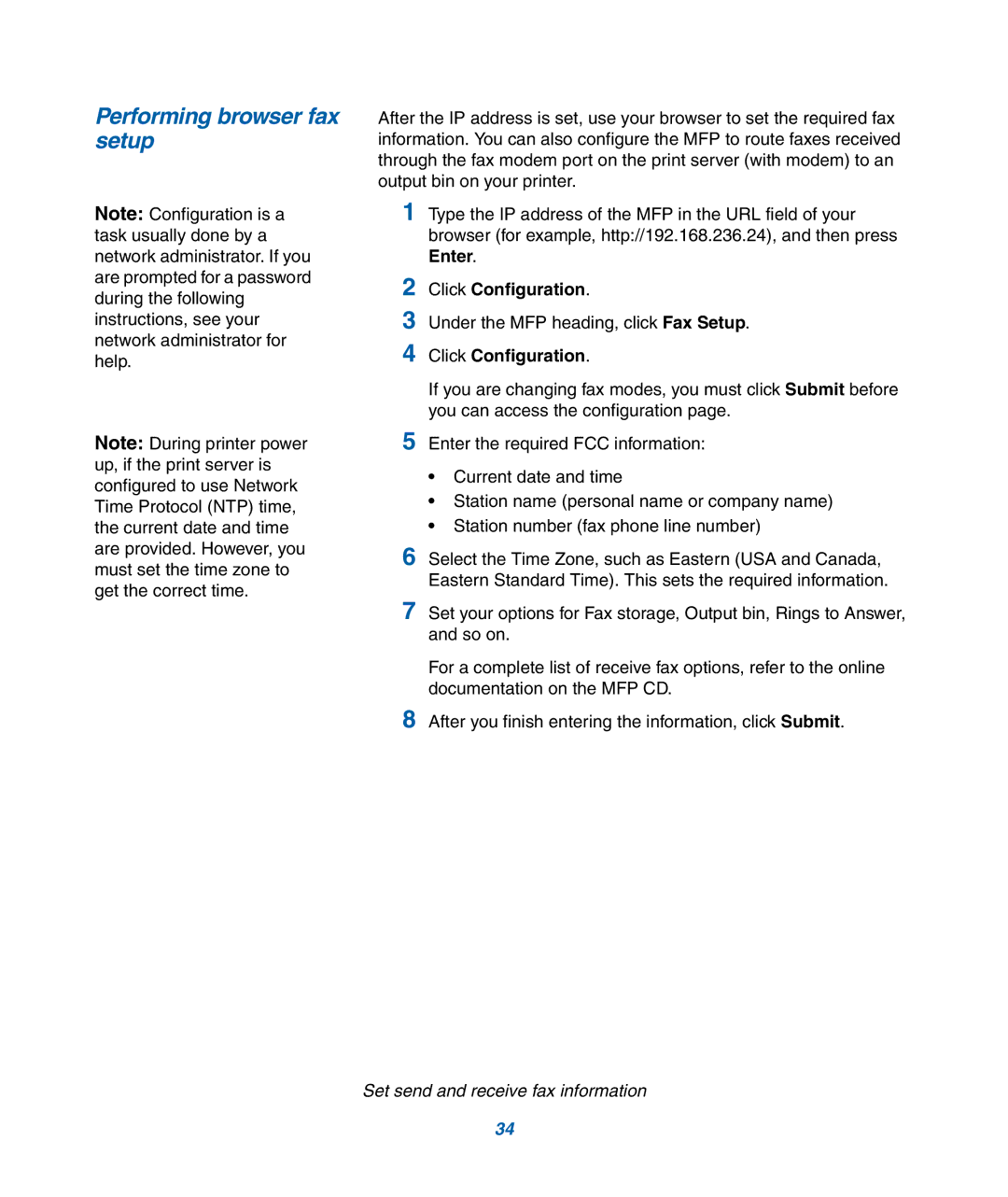 IBM M22 MFP manual Performing browser fax setup 