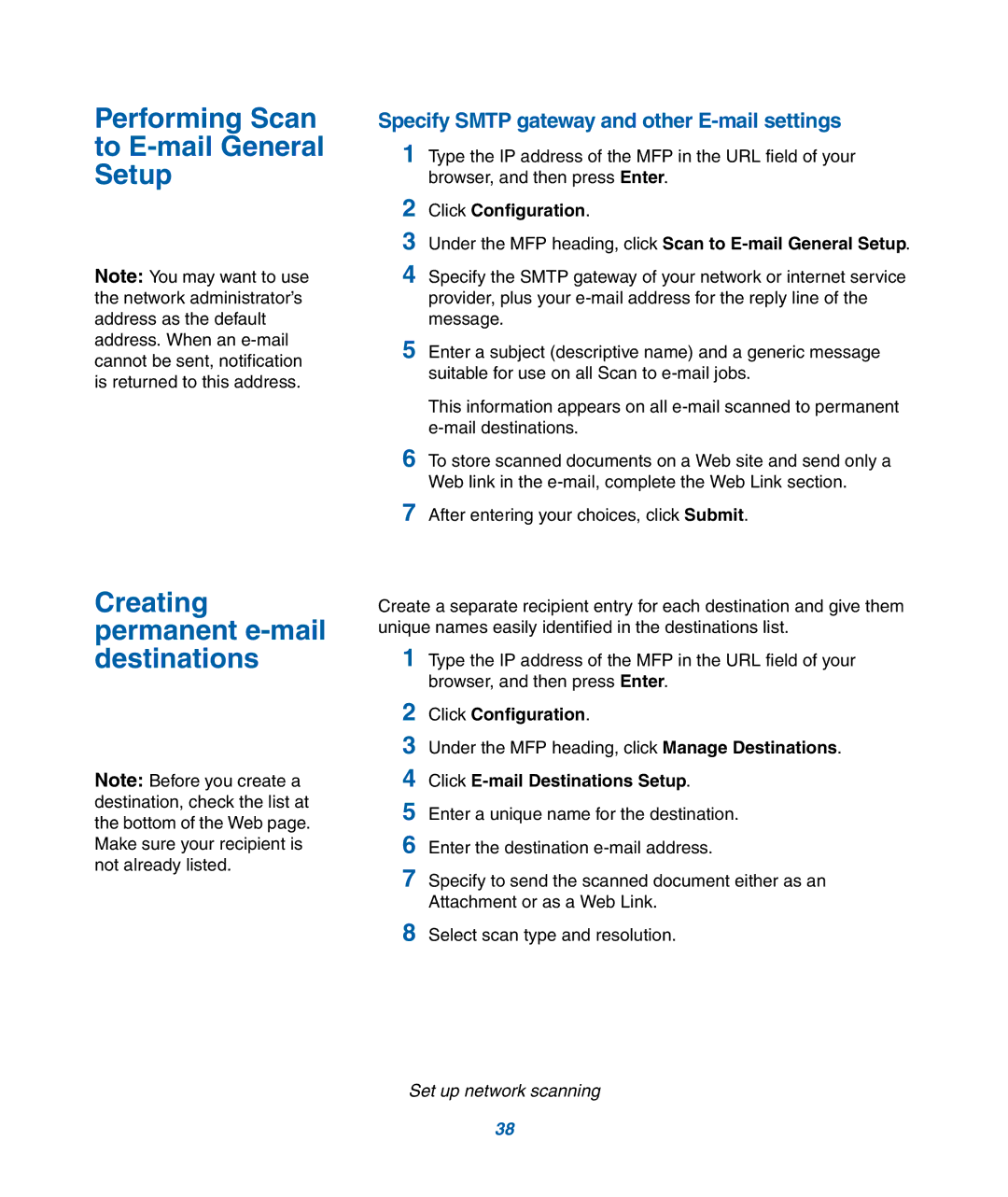 IBM M22 MFP manual Specify Smtp gateway and other E-mail settings 