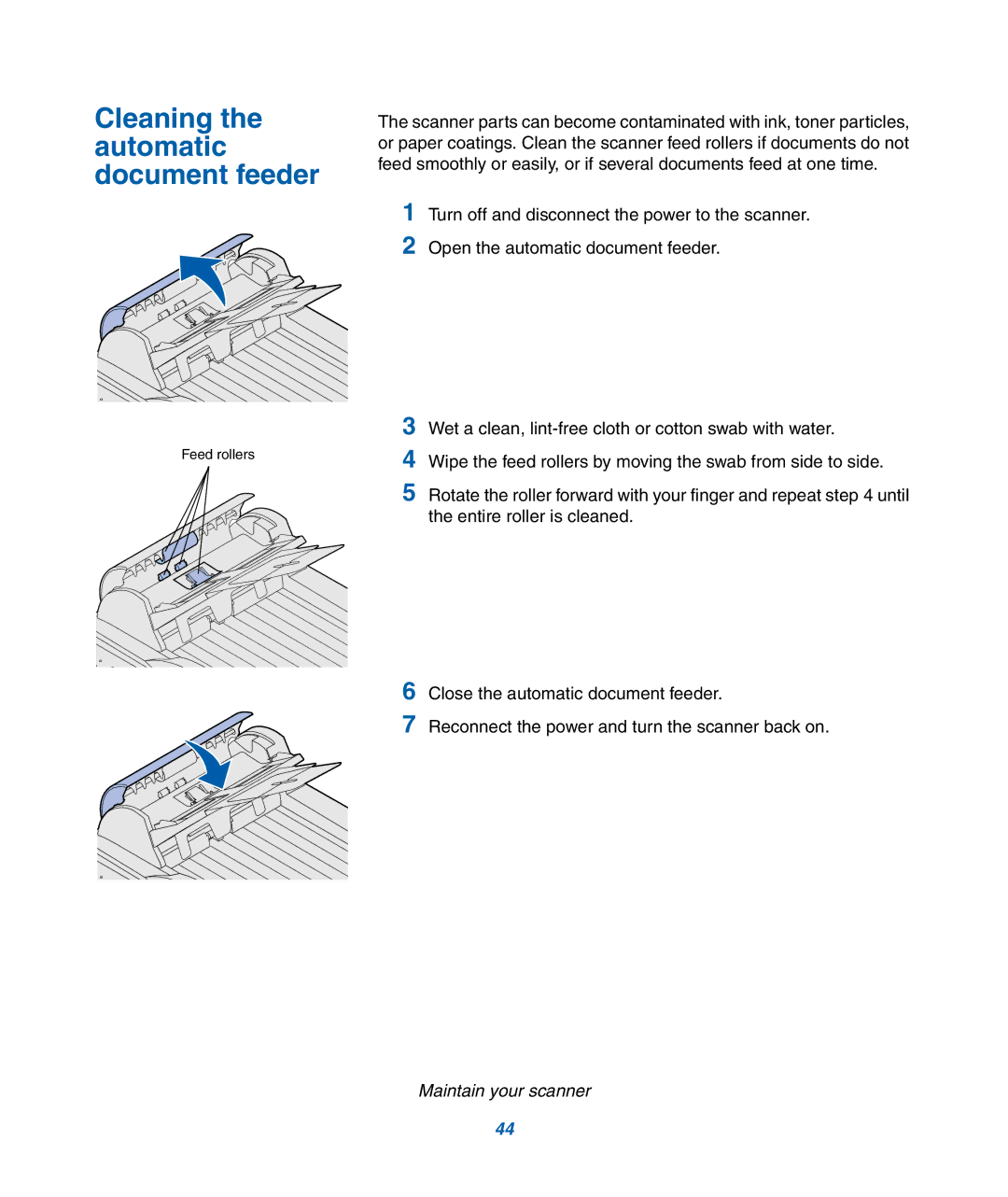 IBM M22 MFP manual Cleaning the automatic document feeder 