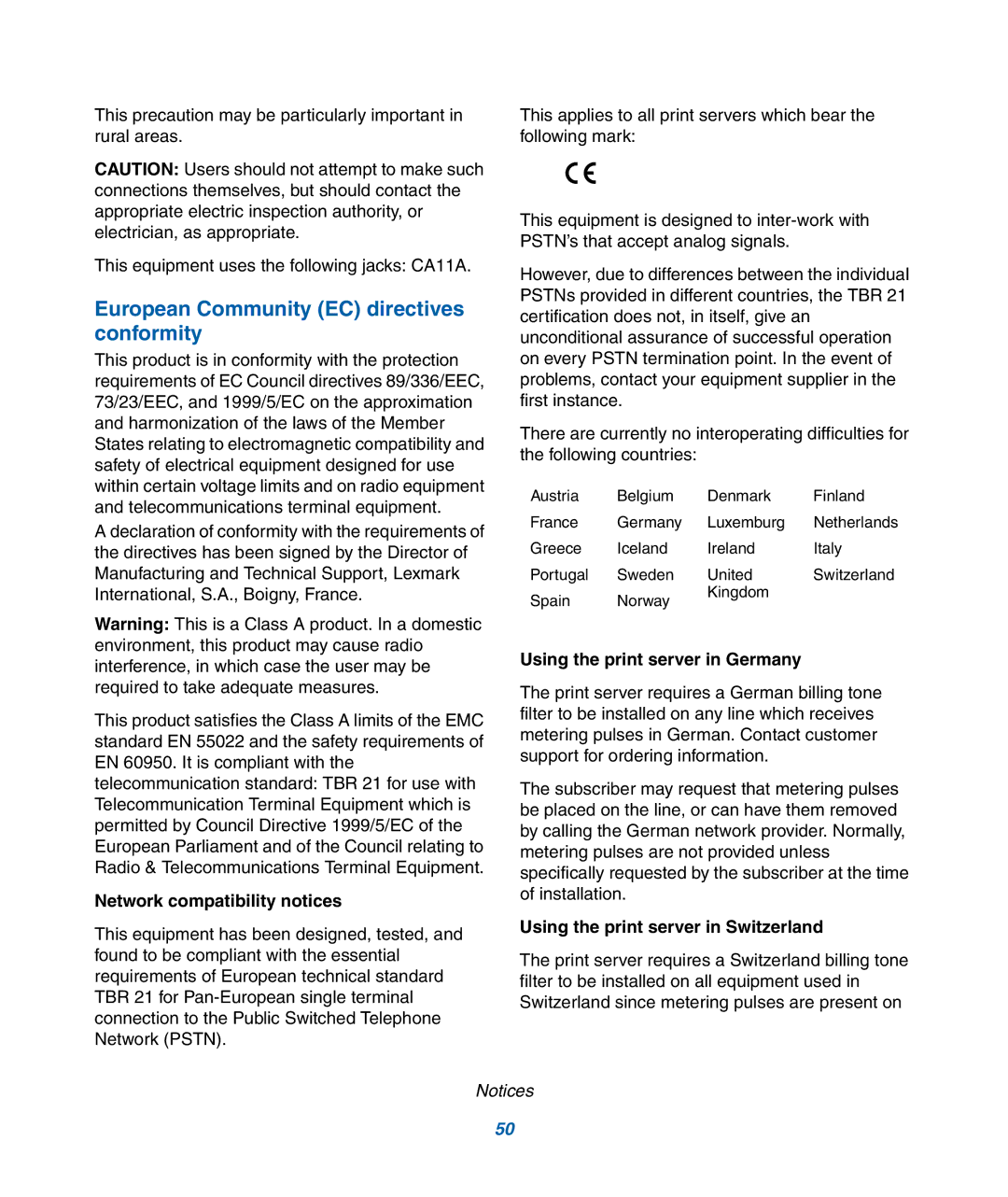 IBM M22 MFP manual European Community EC directives conformity 