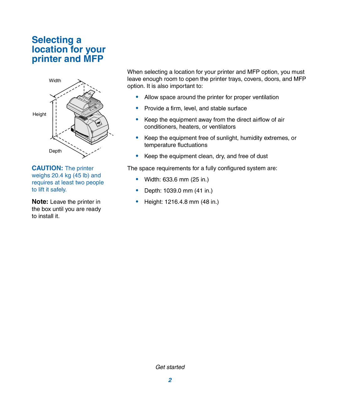 IBM M22 MFP manual Selecting a location for your printer and MFP 