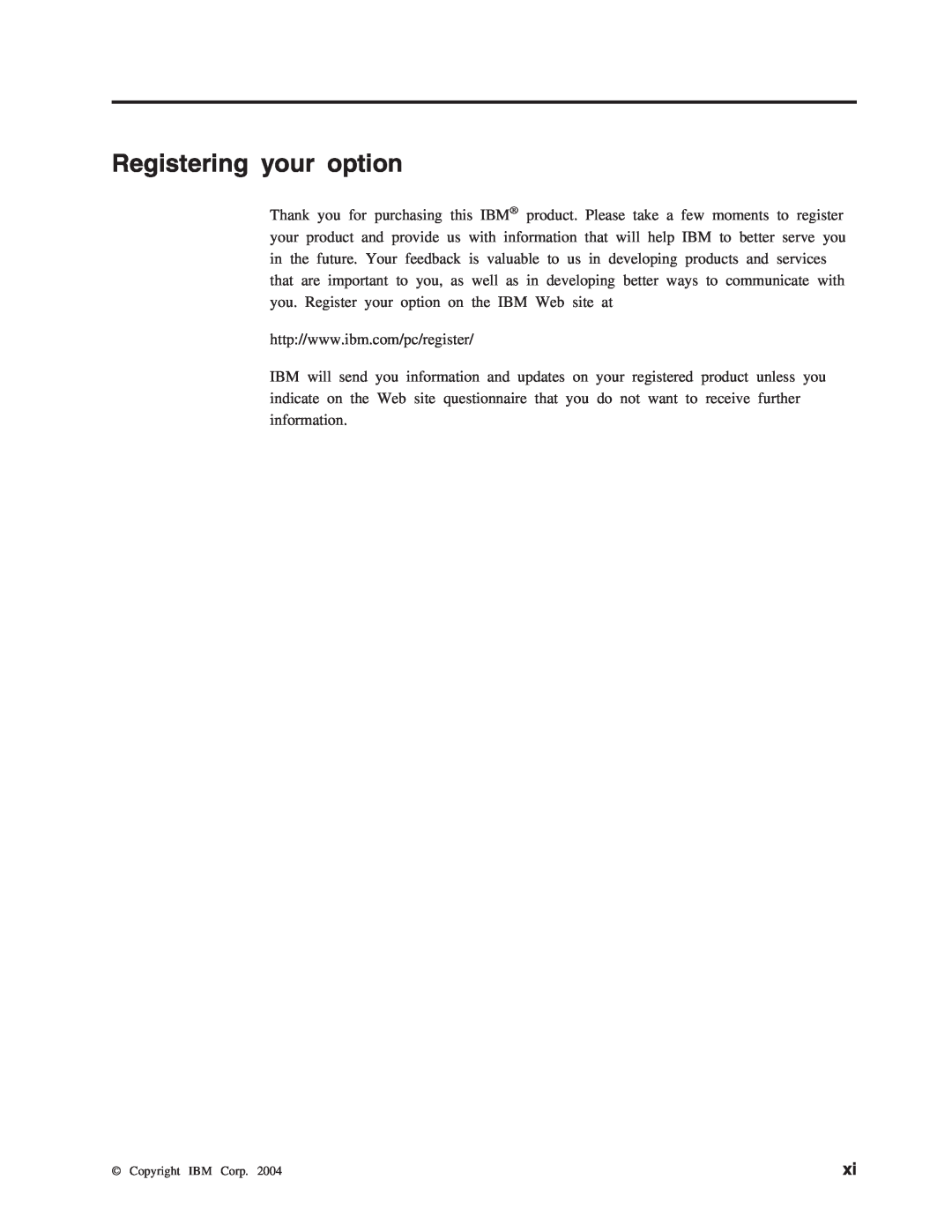 IBM M400 manual Registering your option 