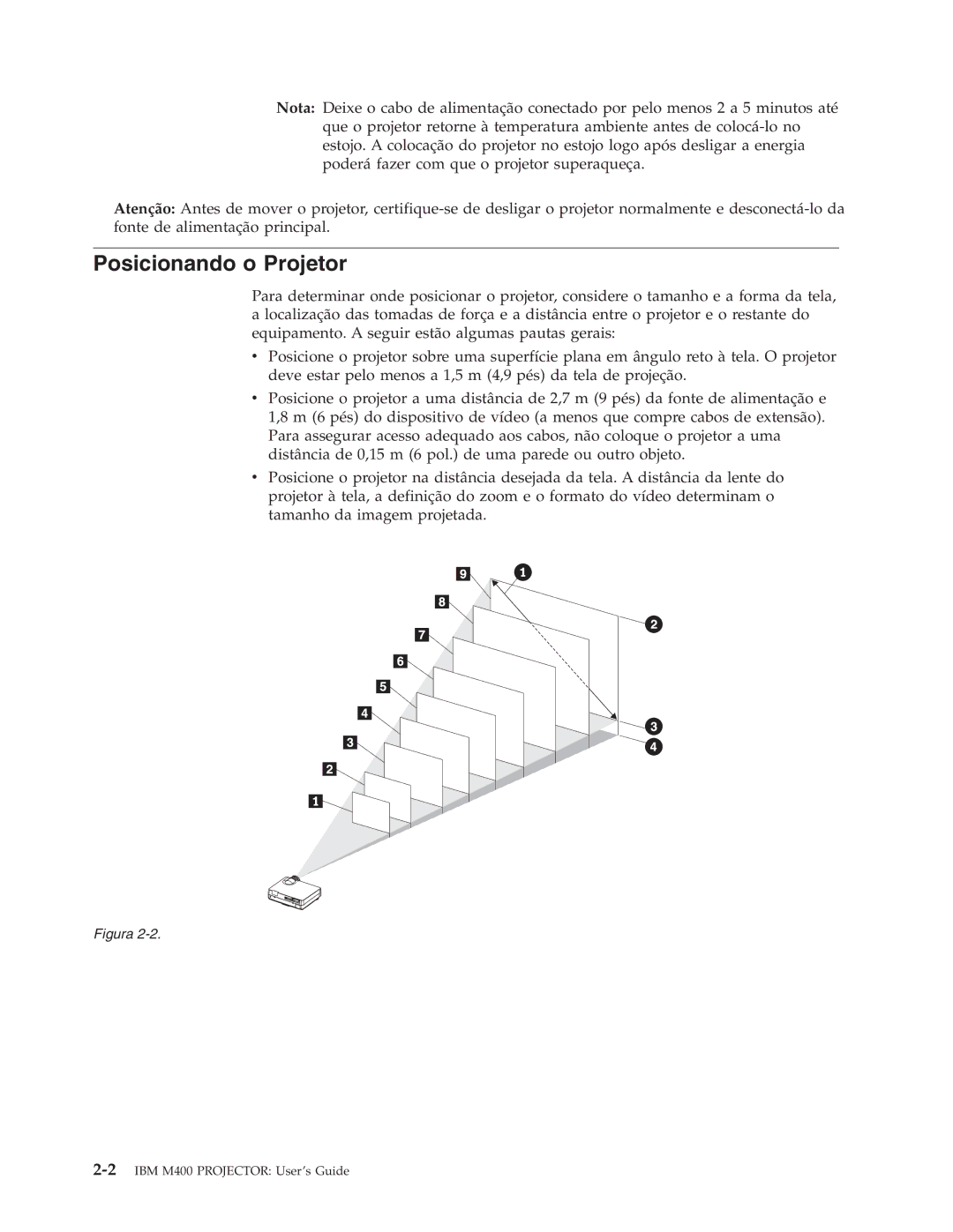 IBM M400 manual Posicionando o Projetor, Figura 