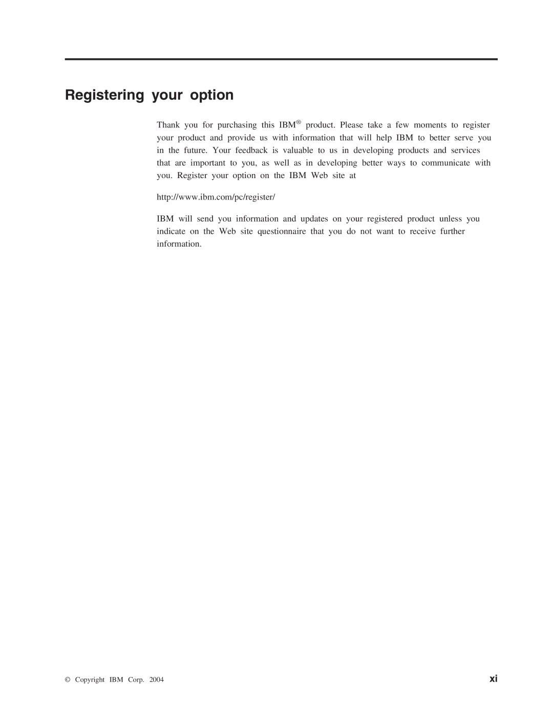 IBM M400 manual Registering your option 